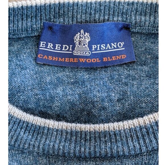 Eredi Pisano Roma Men's Blue Cashmere Wool Blend Crewneck Sweater Size XS - Picture 3 of 6
